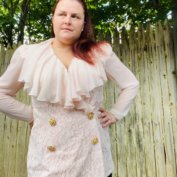 MissElitte‎ Pink lace ruffle top Vintage 80s/90s style - Picture 1 of 14